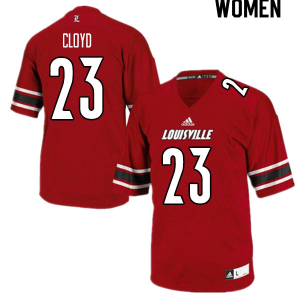 Women #23 K.J. Cloyd Louisville Cardinals College Football Jerseys Sale-Red